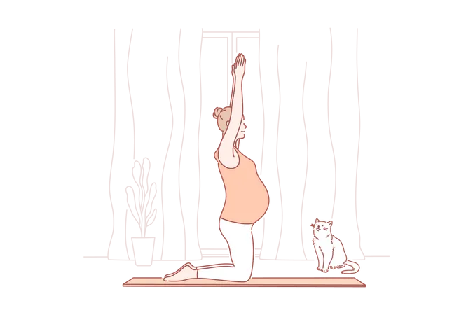 Mère enceinte pratiquant le yoga  Illustration