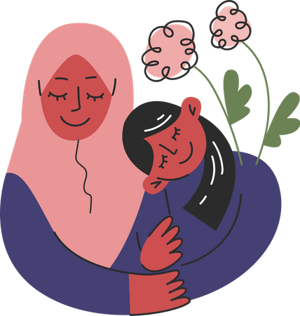 Mère et enfant main dans la main  Illustration
