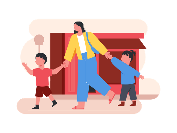 Mère et enfants  Illustration