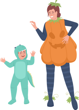Mère et fils portant un joli costume  Illustration