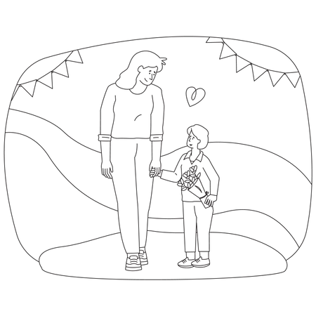 Mère et son fils marchant ensemble  Illustration