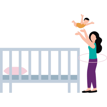 La mère joue avec bébé  Illustration