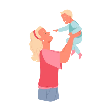 Mère jouant avec bébé  Illustration