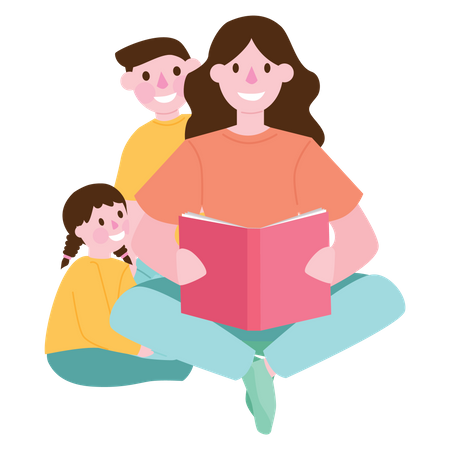 Livre de lecture de mère pour enfant  Illustration