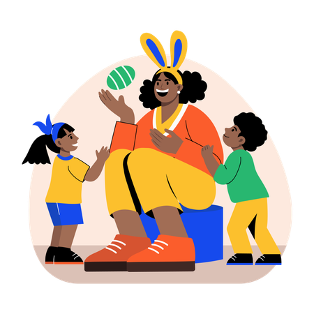 Mère montrant la fête de Pâques  Illustration