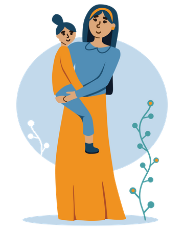 Mère tenant bébé sur les mains  Illustration