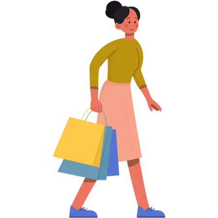 Une mère va faire ses courses au supermarché  Illustration