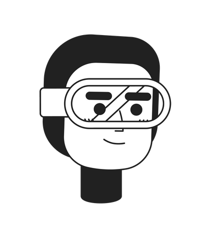 Mergulhador masculino sorridente e confiante com equipamento de cabeça  Ilustração
