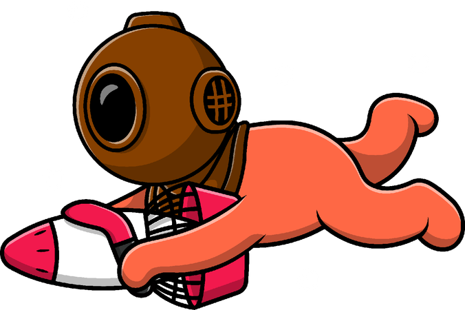 Mergulhador nada com scooter marítima  Ilustração