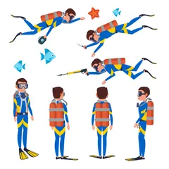 Homem mergulhador Pacote de Ilustrações