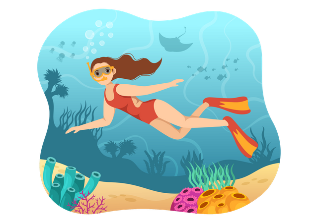 Snorkelling Feminino  Ilustração