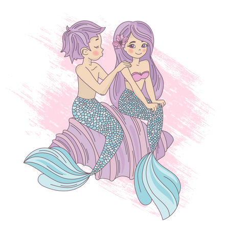 Download Premium Mermaid couple Illustration download in PNG ...