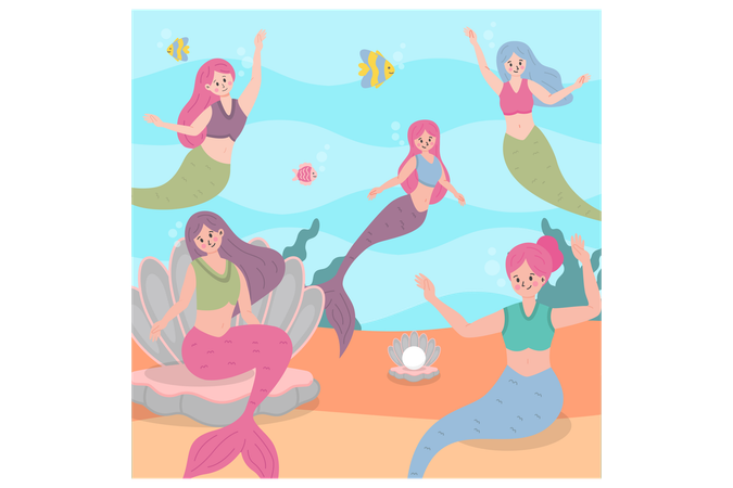 Mermaid Party  Illustration