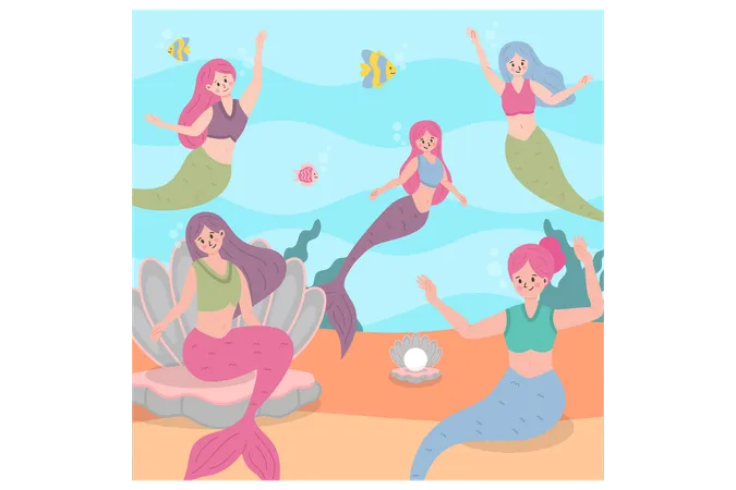 Mermaid Party  Illustration