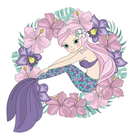 Download Premium Mermaid Princess with Wreath Illustration download ...