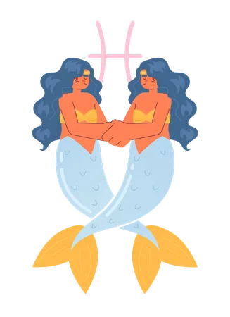 Mermaid tails entwining  Illustration