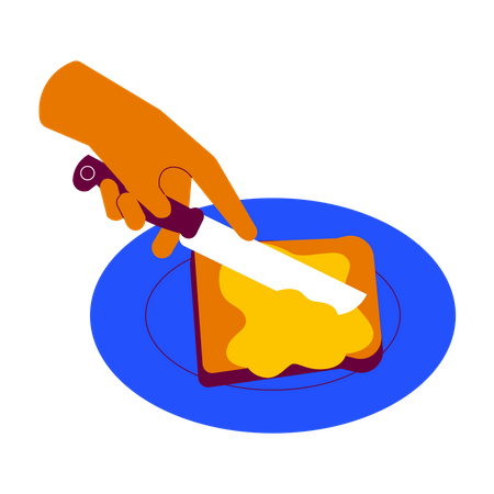 Untar mermelada sobre el pan  Ilustración