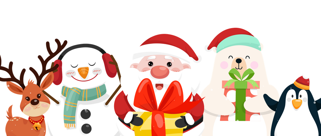 Merry Christmas and giving gift Illustration