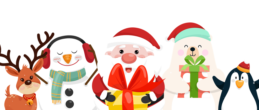 Merry Christmas and giving gift  Illustration