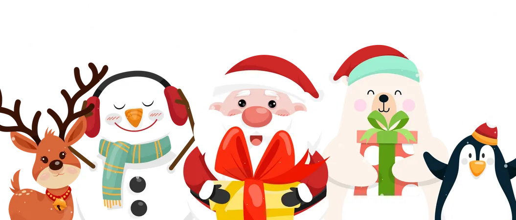 Merry Christmas and giving gift  Illustration