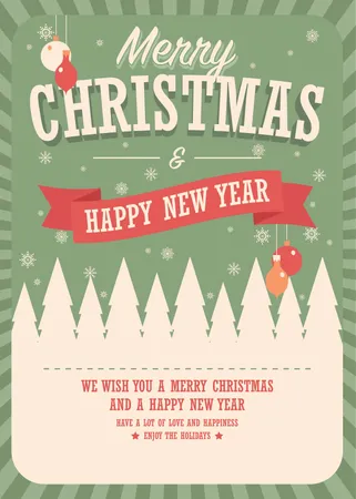 Merry Christmas Card On Winter Background Poster Design Vector Illustration Illustration