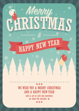 Merry Christmas card on winter background, poster design, vector illustration  Illustration