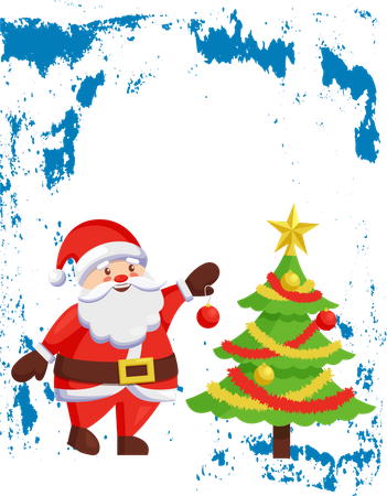 Merry Christmas Poster with Santa Claus Greetings  イラスト