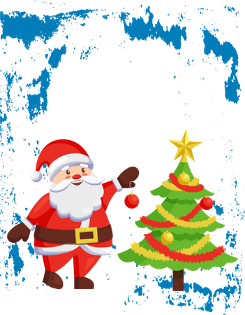 Merry Christmas Poster with Santa Claus Greetings  Illustration