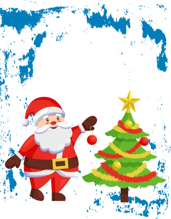 Merry Christmas Poster with Santa Claus Greetings  Illustration