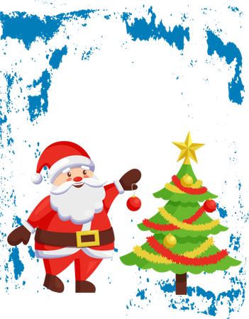 Merry Christmas Poster with Santa Claus Greetings  Illustration