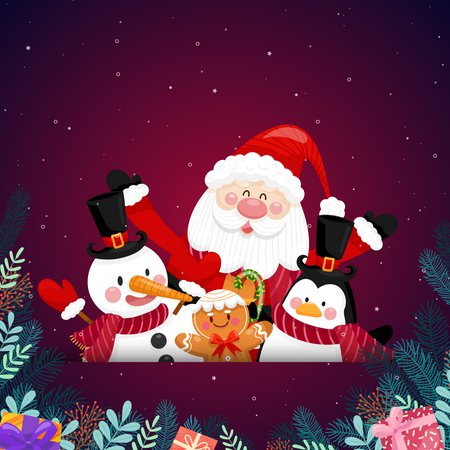 Merry Christmas with Santa Claus Illustration