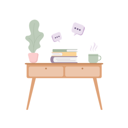 Mesa com livros  Ilustração