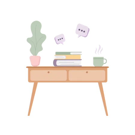 Mesa com livros  Ilustração