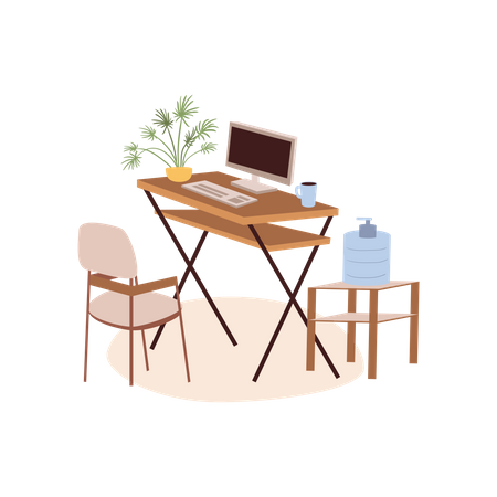 Mesa para computador de escritório  Ilustração
