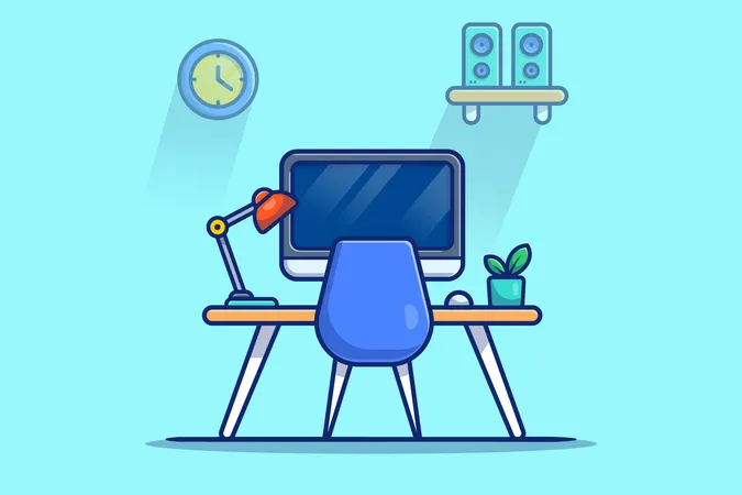 Mesa de trabajo para empleados  Ilustración