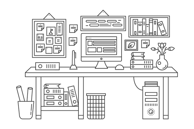 Mesa de trabalho  Ilustração