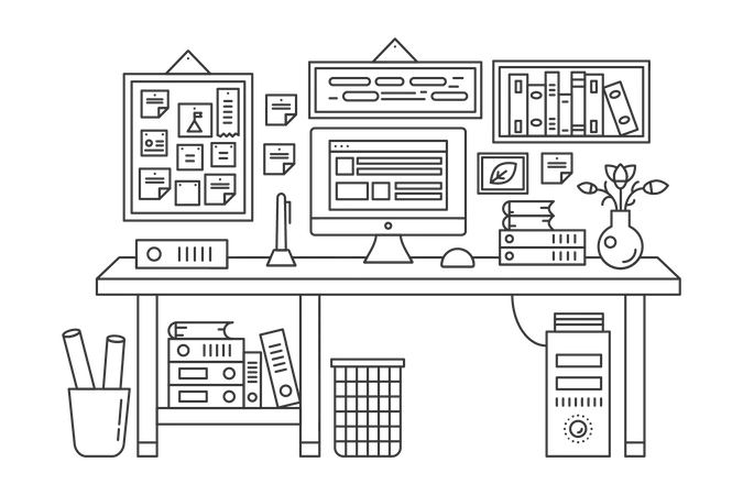 Mesa de trabalho  Ilustração