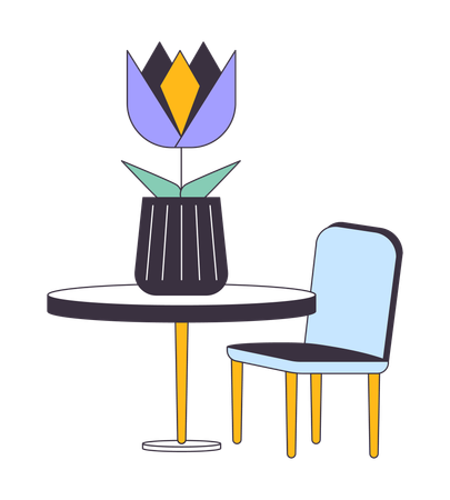 Mesa e cadeira decorativas  Ilustração