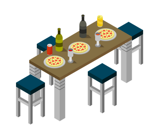 Mesa de pizza  Ilustração