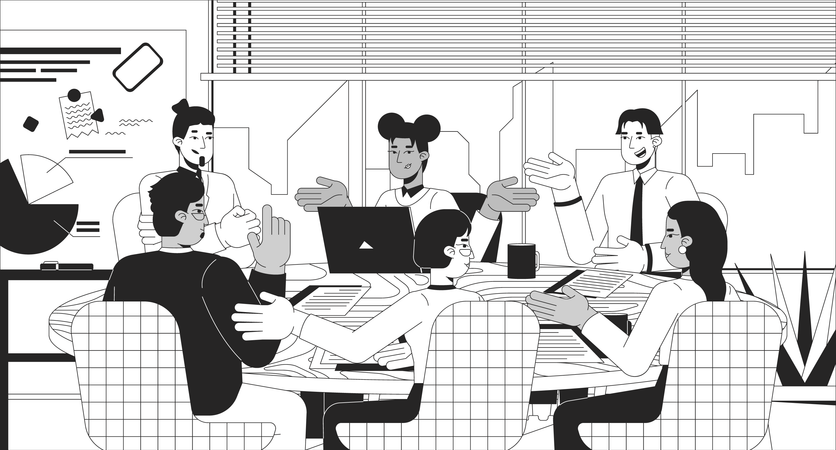 Mesa redonda de éxito  Ilustración