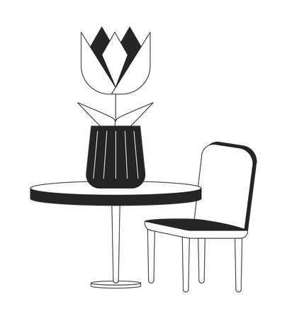 Mesa y silla decorativas.  Ilustración