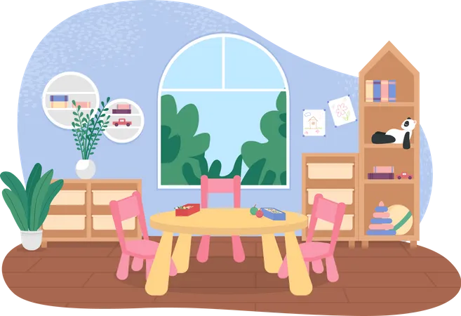 Mesas de jardim de infância para as refeições  Ilustração