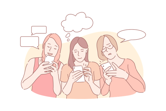 Mesdames utilisant un smartphone  Illustration