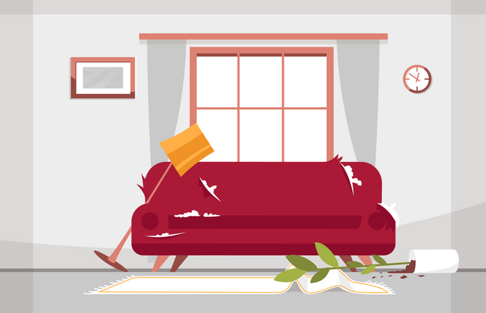 Mess in living room  Illustration