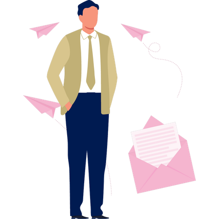 Message sender of business work stations  Illustration