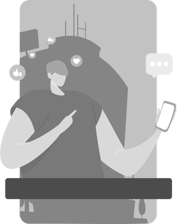 Messaging At Social Media  Illustration