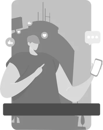 Messaging At Social Media  Illustration