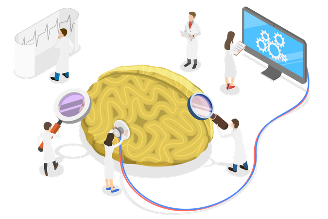 Messung der Gehirnaktivität  Illustration