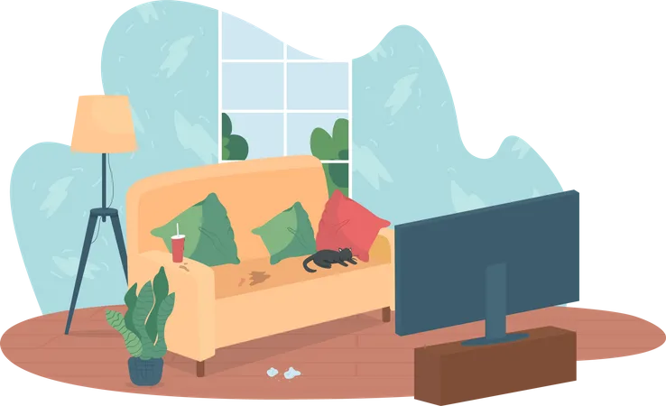 Messy living room Illustration