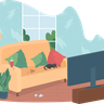 messy living room illustrations free